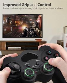 img 3 attached to Fosmon (Pack of 4) Analog Stick Thumb Grip Controllers for Improved Performance, Compatible with PS5, PS4, Xbox One, Xbox Series X/S (Black/Green)