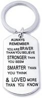 stainless steel key chain ring you are braver stronger smarter than you think pendant family friend gift (zinc alloy) logo