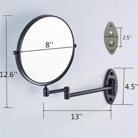 img 2 attached to Oil Rubbed Bronze Wall Mounted Magnifying Mirror - 8 Inch Double-Sided Swivel Makeup Mirror with 10x Magnification and 12 Inch Extension by HIHIA