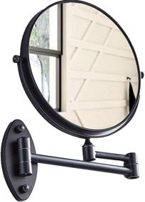 img 4 attached to Oil Rubbed Bronze Wall Mounted Magnifying Mirror - 8 Inch Double-Sided Swivel Makeup Mirror with 10x Magnification and 12 Inch Extension by HIHIA