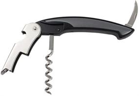 img 3 attached to 🍷 USA Stocking Stuffer Wine Openers Set - Corkscrew Bottle Opener, Foil Cutter Key for Waiters & Bartenders (Dim Grey on Black)