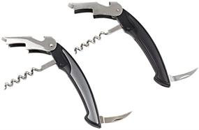 img 1 attached to 🍷 USA Stocking Stuffer Wine Openers Set - Corkscrew Bottle Opener, Foil Cutter Key for Waiters & Bartenders (Dim Grey on Black)