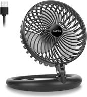 nupow 8-inch quiet small table fan - usb powered, portable foldaway design, adjustable 540-degree angle, 3 speeds, wall mountable - mini room personal fan for home bedroom office - includes 5ft cable (black) логотип