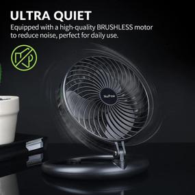 img 2 attached to NuPow 8-Inch Quiet Small Table Fan - USB Powered, Portable Foldaway Design, Adjustable 540-Degree Angle, 3 Speeds, Wall Mountable - Mini Room Personal Fan for Home Bedroom Office - Includes 5ft Cable (Black)