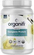 🌱 organifi: complete protein - vegan protein powder - organic plant-based protein drink - no soy, dairy, or gluten - digestive enzymes - complete vanilla flavor - 30 day supply - enhanced immunity support logo