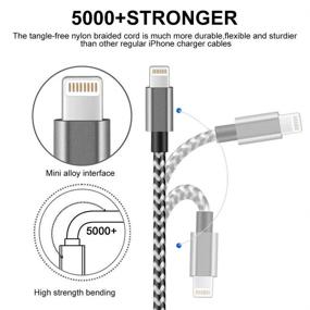 img 3 attached to 🔌 6-Pack Boost Chargers: 8-in Nylon Braided Fast Charging USB Power Cable for Smartphones, Tablets, and More – Multi USB Charger Station & Cell Phone Cord - White/Grey