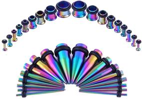 img 4 attached to 🔳 Bodystars Ear Gauges Stretching Kit: 36Pcs Stainless Steel Tapers and Plugs Set for Heavy Metal, Punk Rock, Tattoo, Street or Daily Wear
