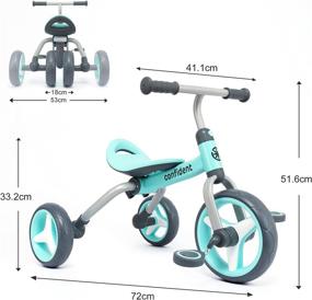 img 3 attached to 🚲 Blue 3 in 1 Toddler Tricycle Gift: Folding Kids Trike & Baby Balance Bike with Detachable Pedal and Training Wheels for 2-4 Years Old Boys Girls - Outdoor Riding Toys