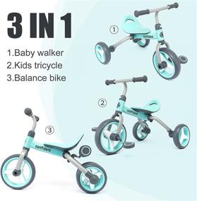 img 2 attached to 🚲 Blue 3 in 1 Toddler Tricycle Gift: Folding Kids Trike & Baby Balance Bike with Detachable Pedal and Training Wheels for 2-4 Years Old Boys Girls - Outdoor Riding Toys