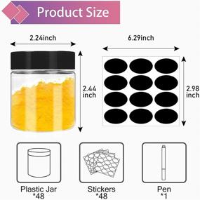 img 3 attached to 🌈 48Pcs Clear 4OZ Plastic Jars with Wide Mouth, Black Lids - Stackable, Empty Slime & Beauty Containers - Refillable Airtight Travel Storage for Kitchen, Beauty Products, and More