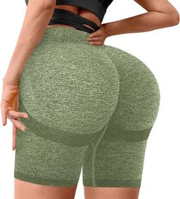 img 4 attached to MOHUACHI High-Waisted Workout Shorts for Women - Ruched Butt Lifting Yoga Shorts with Tummy Control, Leggings