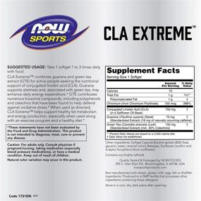 img 3 attached to 💪 NOW Sports Nutrition CLA Extreme: Conjugated Linoleic Acid with Guarana & Green Tea - 90 Softgels for Enhanced Performance