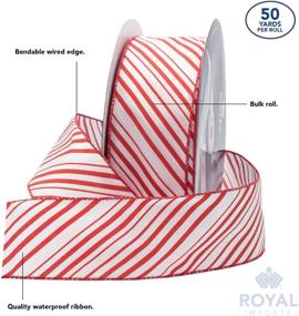 img 1 attached to 🎄 Royal Imports Red/White Candy Cane Christmas Ribbon: 2.5" Peppermint Design for Floral Crafts, Holiday Decorations - 50 Yard Roll (150 FT Spool) Bulk