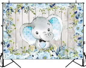 img 1 attached to 🐘 Sensfun Floral Elephant Backdrop: Stunning Blue Elephant Baby Shower Birthday Background with Upgraded Vinyl and Sweet Watercolor Flowers - Perfect Backdrops for Boy's Little Elephant Baby Shower Decorations (7x5ft)