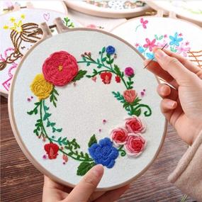 img 1 attached to Louise Maelys Embroidery Starter Kit for Adults with Rose Floral Wreath Pattern: Hand Crewel Embroidery, Cross Stitch, and Needlepoint Kit for Decorating and Gifting