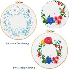 img 2 attached to Louise Maelys Embroidery Starter Kit for Adults with Rose Floral Wreath Pattern: Hand Crewel Embroidery, Cross Stitch, and Needlepoint Kit for Decorating and Gifting