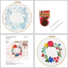img 3 attached to Louise Maelys Embroidery Starter Kit for Adults with Rose Floral Wreath Pattern: Hand Crewel Embroidery, Cross Stitch, and Needlepoint Kit for Decorating and Gifting