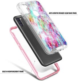 img 1 attached to 📱 E-Began Protective Case for Samsung Galaxy A11 with Screen Protector, Full-Body Rugged Bumper Cover, Shockproof Impact Resistance - Marble Fantasy Design