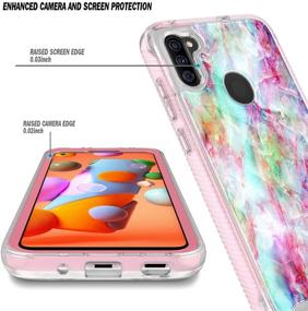 img 2 attached to 📱 E-Began Protective Case for Samsung Galaxy A11 with Screen Protector, Full-Body Rugged Bumper Cover, Shockproof Impact Resistance - Marble Fantasy Design