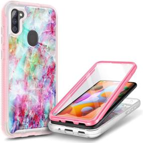 img 4 attached to 📱 E-Began Protective Case for Samsung Galaxy A11 with Screen Protector, Full-Body Rugged Bumper Cover, Shockproof Impact Resistance - Marble Fantasy Design