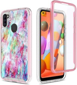 img 3 attached to 📱 E-Began Protective Case for Samsung Galaxy A11 with Screen Protector, Full-Body Rugged Bumper Cover, Shockproof Impact Resistance - Marble Fantasy Design