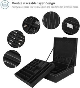 img 2 attached to 💍 ProCase Jewelry Box Organizer for Women and Girls - Two Layer Jewelry Display Storage Holder Case for Necklaces, Earrings, Bracelets, Rings, and Watches in Black Color
