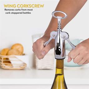 img 2 attached to 🍷 Deluxe Triple Stars Wine Opener Set: Luxury Wine Bottle Opener, Gift Set of 3 Pcs: Corkscrew Bottle Opener, Bottle Stopper & Pourer, Made with Metal Stainless