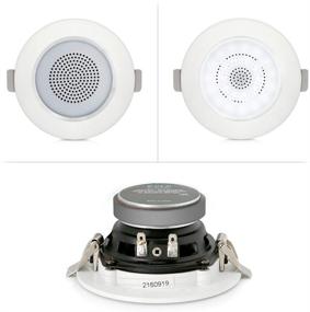 img 3 attached to Pyle 3” Bluetooth Flush Mount Ceiling Speaker System with Built-in LED Lights - Aluminum Housing, Spring Loaded Clips, Polypropylene Cone & Tweeter, 2-Way Stereo, 200W (Set of 4, PDIC4CBTL3B), White