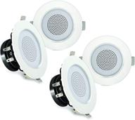 pyle 3” bluetooth flush mount ceiling speaker system with built-in led lights - aluminum housing, spring loaded clips, polypropylene cone & tweeter, 2-way stereo, 200w (set of 4, pdic4cbtl3b), white logo