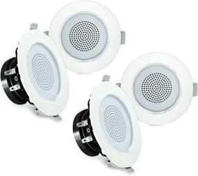 img 4 attached to Pyle 3” Bluetooth Flush Mount Ceiling Speaker System with Built-in LED Lights - Aluminum Housing, Spring Loaded Clips, Polypropylene Cone & Tweeter, 2-Way Stereo, 200W (Set of 4, PDIC4CBTL3B), White