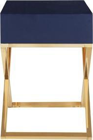 img 1 attached to 🌙 Modern Contemporary Navy Nightstand Side Table, Iconic Home Ithaca, Self-Closing Drawer, Lacquer X Base with Brass-Finished Stainless Steel