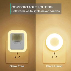 img 3 attached to 🌙 HZZOPNOS Motion Sensor Night Light: 10 Brightness Levels, Warm White LED, Plug-in Nightlight for Bathroom, Kitchen, Stairs, Hallway - 2 Pack