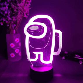 img 1 attached to 🛌 Enhance Bedroom Decor with Furnite Ginkago 3D Illusion Night Light- USB Powered Table Lamp with 7 Colors LED Lights and Touch Switch for Kids Gifts