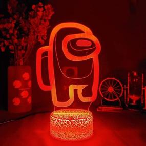 img 2 attached to 🛌 Enhance Bedroom Decor with Furnite Ginkago 3D Illusion Night Light- USB Powered Table Lamp with 7 Colors LED Lights and Touch Switch for Kids Gifts