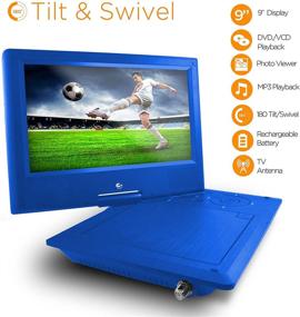 img 3 attached to 📺 Ematic Portable DVD Player: 9-inch LCD Swivel Screen, TV Tuner, Blue - Includes Travel Bag, Headphones