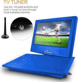 img 2 attached to 📺 Ematic Portable DVD Player: 9-inch LCD Swivel Screen, TV Tuner, Blue - Includes Travel Bag, Headphones