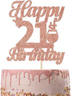 🎉 rose gold glitter cake topper - perfect happy 21st birthday decor - ideal party decoration for 21st birthday celebrations logo