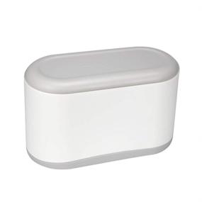 img 4 attached to 🗑️ Small Desk Trash Can with Lid - Mini Trash Can for Office and Home - Desktop Wastebasket for Kitchen, Bedroom, and Bathroom - Plastic Countertop Garbage Can - Ideal Makeup Holder (White)