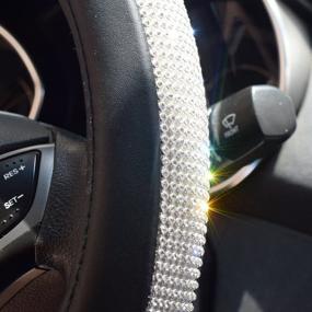 img 3 attached to Glam up Your Ride with Silver Bling Bling Rhinestone Crystals Car Steering Wheel Cover - Perfect Handcrafted Leather Accessory for Girls