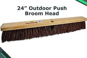 img 3 attached to 🔨 Outdoor Push Broom Head - Heavy Duty Hardwood Block, Rough Surface Stiff Palmyra Fibers, Brown - 24 Inch Bristles 4224