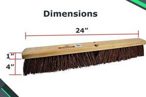 img 1 attached to 🔨 Outdoor Push Broom Head - Heavy Duty Hardwood Block, Rough Surface Stiff Palmyra Fibers, Brown - 24 Inch Bristles 4224