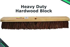 img 2 attached to 🔨 Outdoor Push Broom Head - Heavy Duty Hardwood Block, Rough Surface Stiff Palmyra Fibers, Brown - 24 Inch Bristles 4224