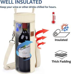 img 3 attached to 🍷 Tirrinia Single Wine Cooler Bags - Insulated & Padded Portable Wine Tote Carrier: Ideal for Travel, BYOB Restaurants, Wine Tasting, Parties - Perfect Gift for Wine Lovers in Beige