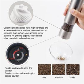 img 1 attached to 🧂 MSD Rechargeable Electric Salt and Pepper Grinder Set - Stainless Steel Mill with LED Light and USB Powered One-Handed Operation - Premium Pack of 2 Mills in Silver