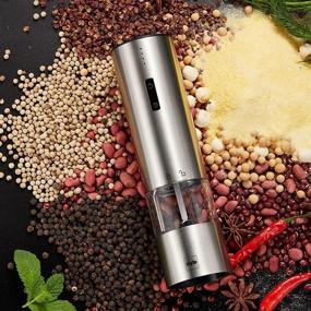 img 2 attached to 🧂 MSD Rechargeable Electric Salt and Pepper Grinder Set - Stainless Steel Mill with LED Light and USB Powered One-Handed Operation - Premium Pack of 2 Mills in Silver