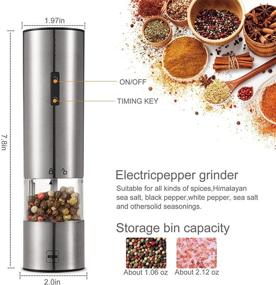 img 3 attached to 🧂 MSD Rechargeable Electric Salt and Pepper Grinder Set - Stainless Steel Mill with LED Light and USB Powered One-Handed Operation - Premium Pack of 2 Mills in Silver