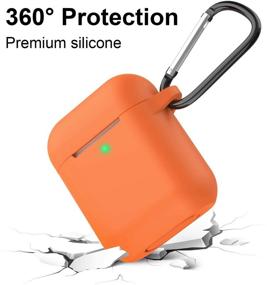 img 2 attached to 🟠 AirPods Case - Full Protection Silicone Cover Compatible with Apple AirPods 1&amp;2 Wireless and Wired Charging Case (Visible Front LED) - Bright Orange