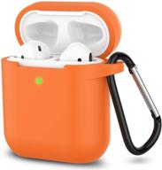 🟠 airpods case - full protection silicone cover compatible with apple airpods 1&amp;2 wireless and wired charging case (visible front led) - bright orange logo