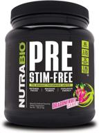 nutrabio pre stim free – caffeine free pre workout powder - enhanced energy, cognitive focus, improved endurance - clinically formulated - beta alanine, creatine - dragonfruit candy logo