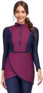 seafanny women's modest swimsuit with long sleeves - burkini style full coverage muslim swimwear logo